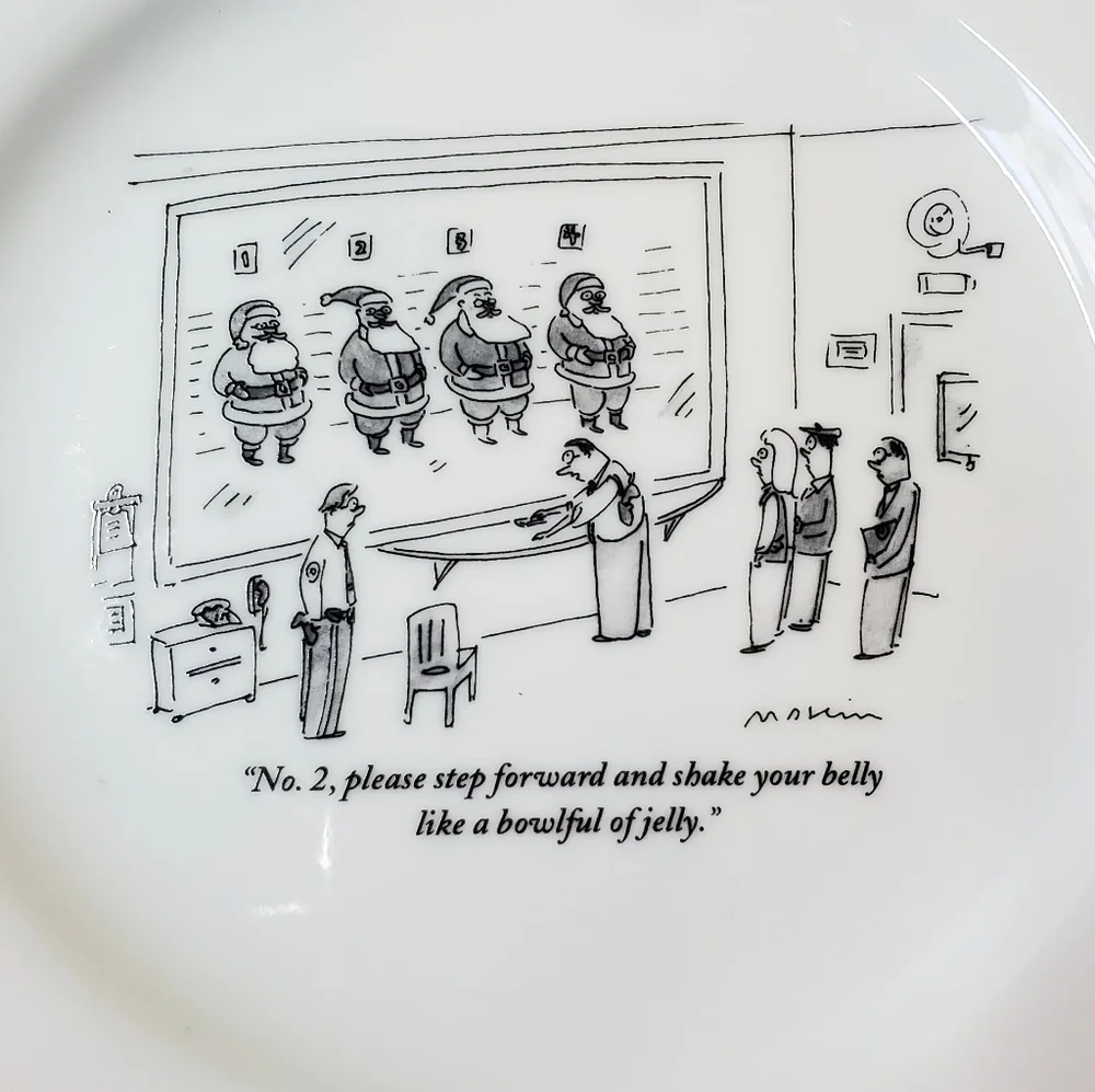 The New Yorker Restoration Hardware Santa Cartoon Plates